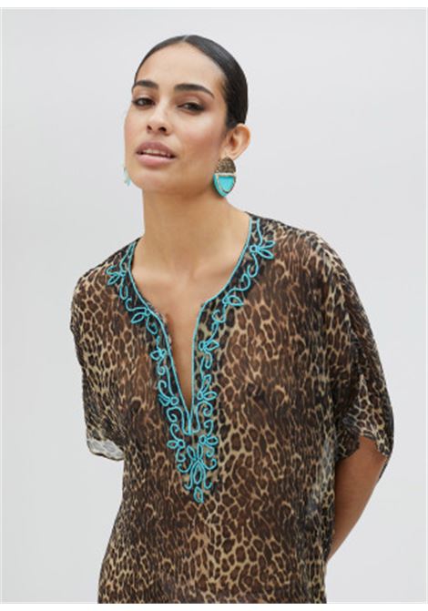 Vestito corto stampa animalier LOLA CASADEMUNT | LS2516051ANIMALIER TURCHESE